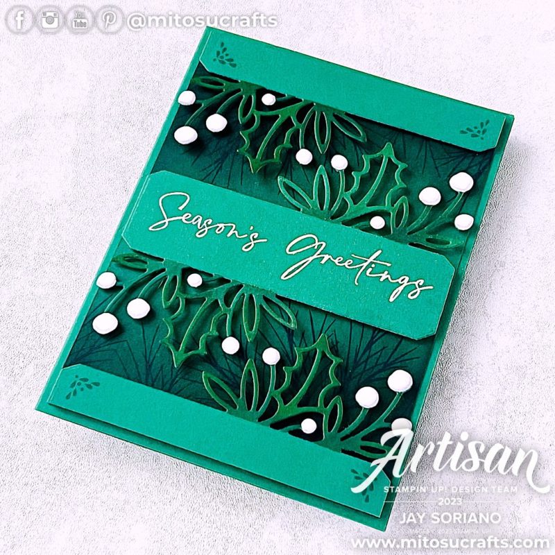 Seasonal Card Idea with Die Cut using Christmas Classics from Mitosu Crafts by Barry & Jay Soriano Stampin Up UK France Germany Austria Netherlands Belgium Ireland