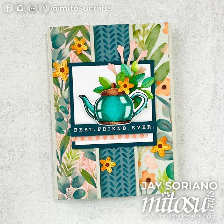 Teapot, Frames & Flowers Fun Fold Gift Card Holder - Mitosu Crafts