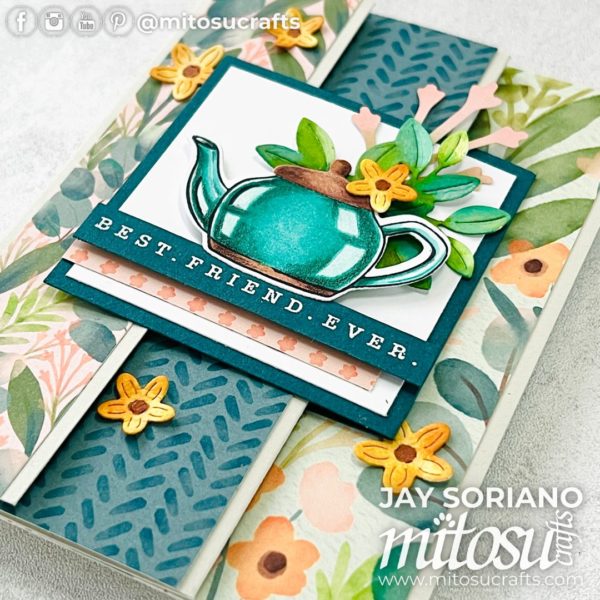 Teapot, Frames & Flowers Fun Fold Gift Card Holder - Mitosu Crafts