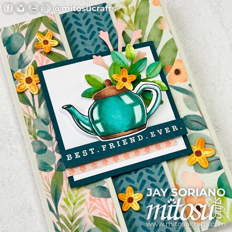 Teapot, Frames & Flowers Fun Fold Gift Card Holder - Mitosu Crafts