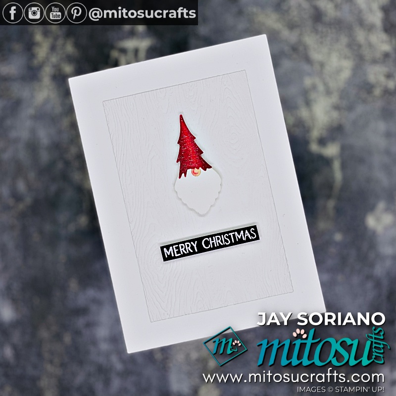 Cute Christmas Gnome Card Idea with Dies and Punch from Mitosu Crafts UK by Barry & Jay Soriano Stampin' Up! Demonstrators