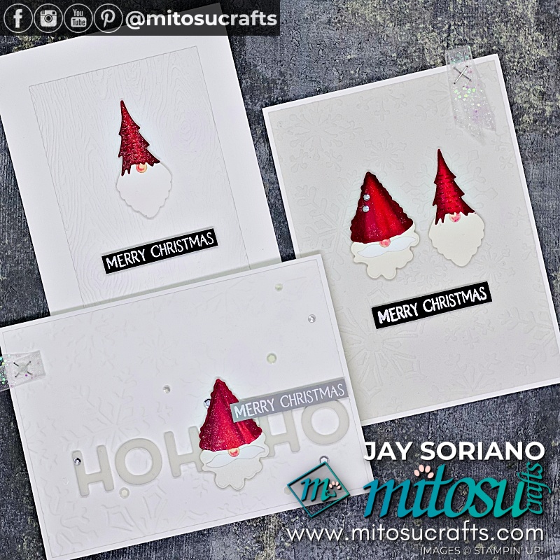 Cute Christmas Gnome Card Ideas with Dies and Punch from Mitosu Crafts UK by Barry & Jay Soriano Stampin' Up! Demonstrators