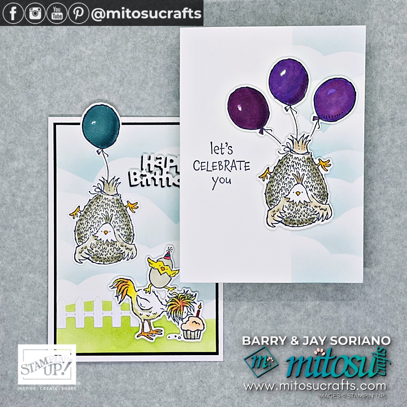 Cute and Fun Birthday Cards with Hey Birthday Chick Bundle from Barry & Jay Soriano Mitosu Crafts Independent Stampin Up Demonstrators UK