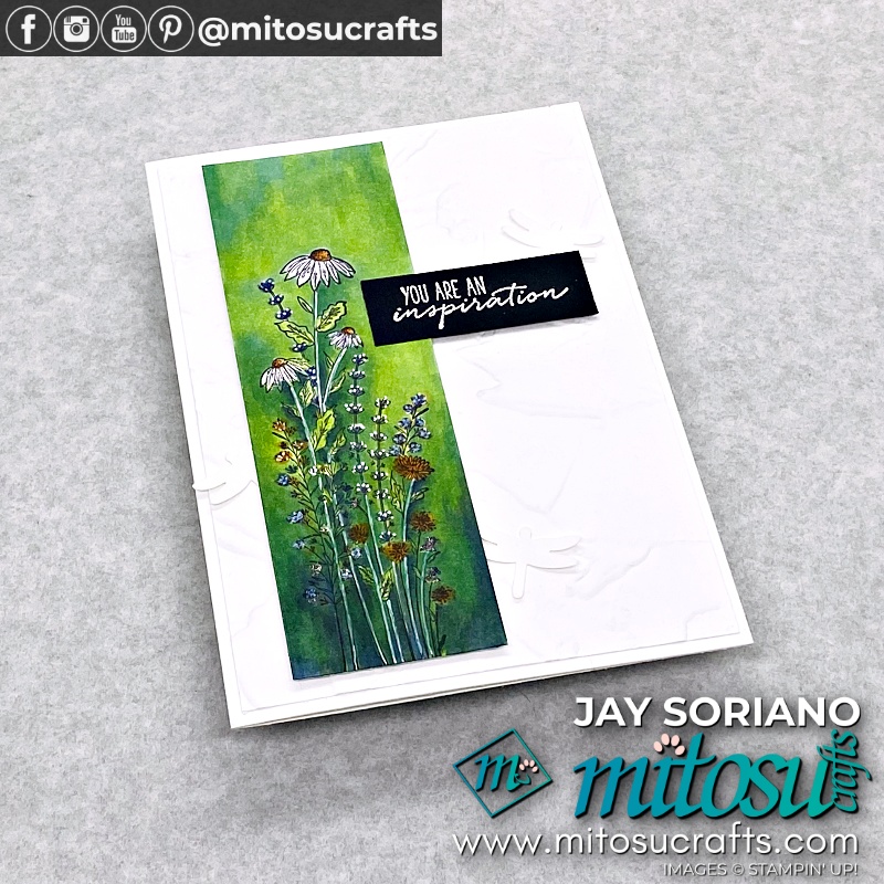 Stampin Blends Colouring Dragonfly Garden Card Idea from Mitosu Crafts UK by Barry Selwood & Jay Soriano Independent Stampin' Up! Demonstrators