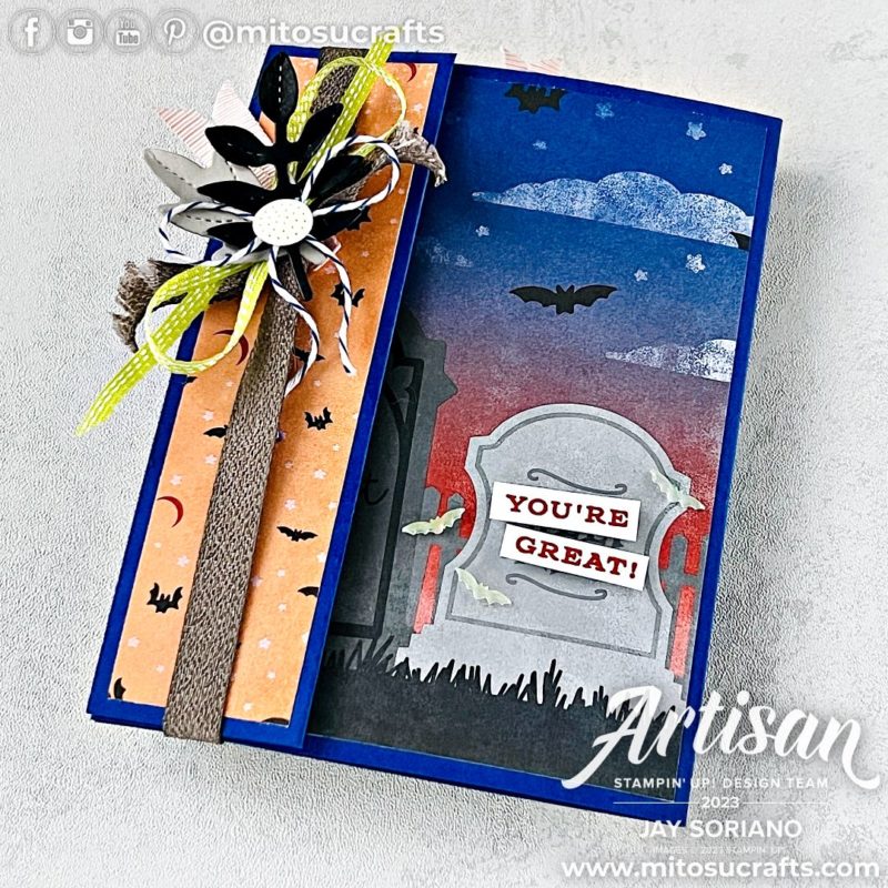 Easy Halloween Fun Fold Stampin' Up! Handmade Card Idea from Mitosu Crafts by Barry & Jay Soriano Stampin Up UK France Germany Austria Netherlands Belgium Ireland