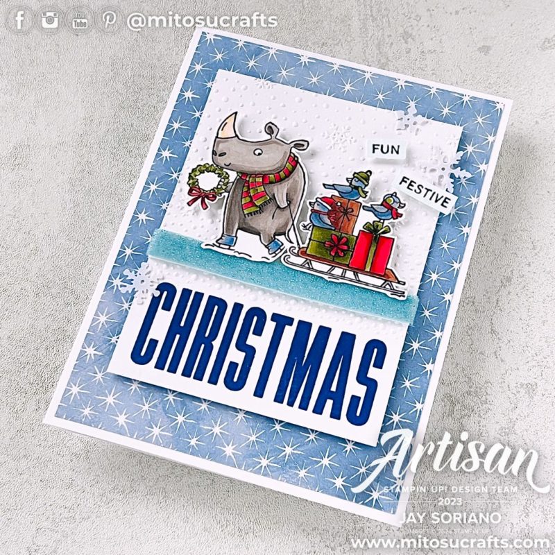Festive & Fun Stampin Blends Colouring Christmas Card Idea from Mitosu Crafts by Barry & Jay Soriano Stampin' Up! UK France Germany Austria Netherlands Belgium Ireland