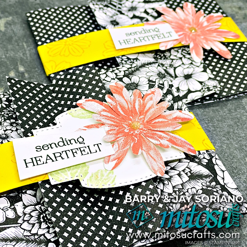Fun Fold Thank You Card with Delicate Dahlias from Mitosu Crafts UK by Barry & Jay Soriano Stampin' Up! Demonstrators