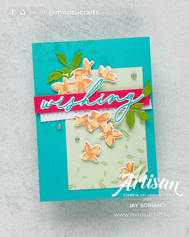 #GDP496 Delightful Wishes Summer Floral Card Idea Mitosu Crafts by Barry & Jay Soriano Stampin Up UK