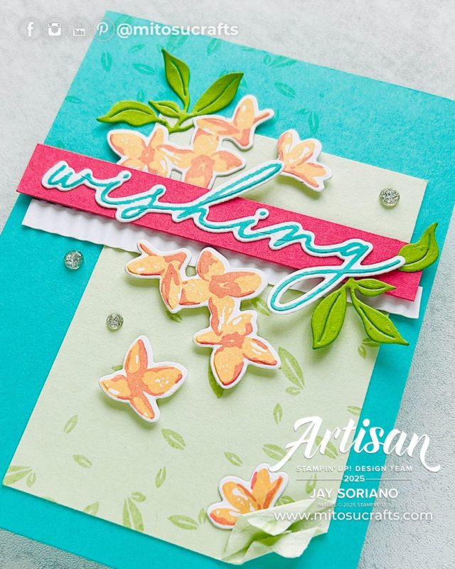#GDP496 Delightful Wishes Summer Floral Card Idea Mitosu Crafts by Barry & Jay Soriano Stampin Up UK