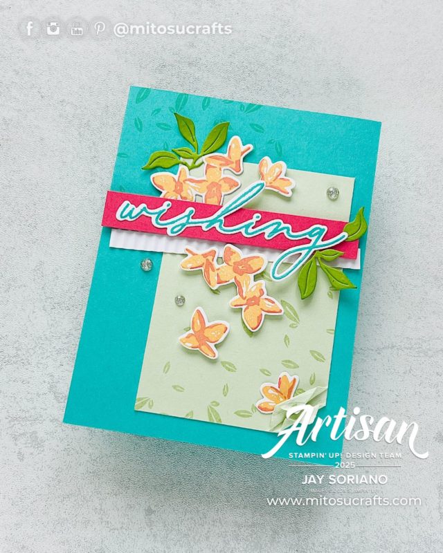 #GDP496 Delightful Wishes Summer Floral Card Idea Mitosu Crafts by Barry & Jay Soriano Stampin Up UK