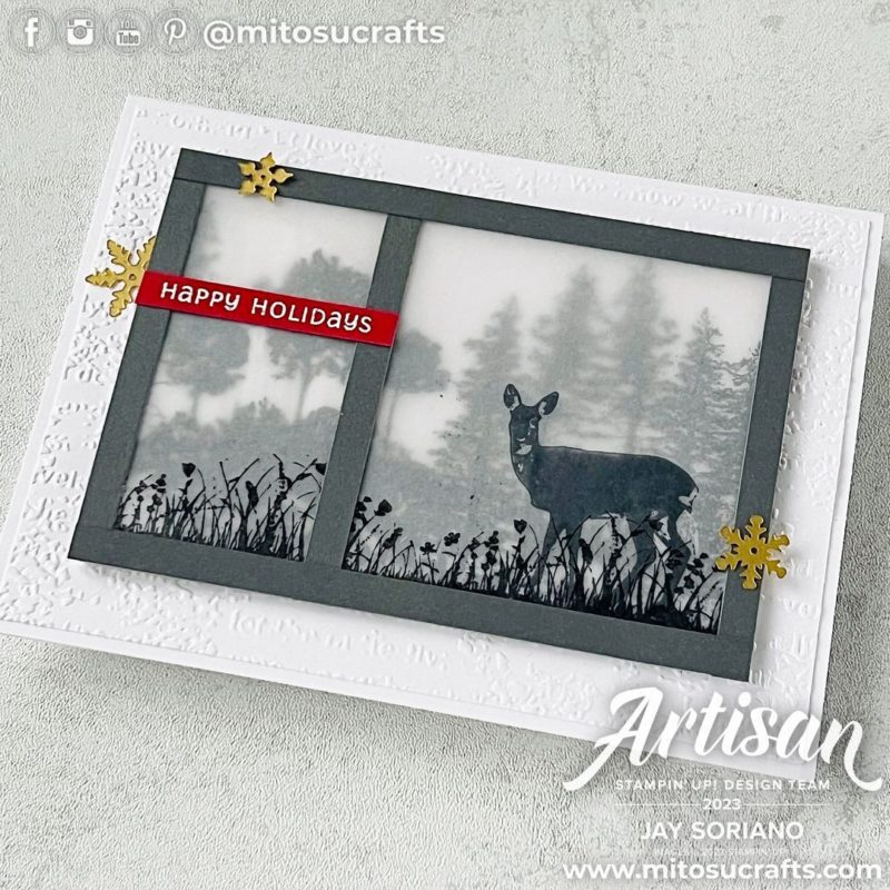 Grassy Grove Winter Scene Happy Holiday Card Idea from Mitosu Crafts by Barry & Jay Soriano Stampin Up UK France Germany Austria Netherlands Belgium Ireland