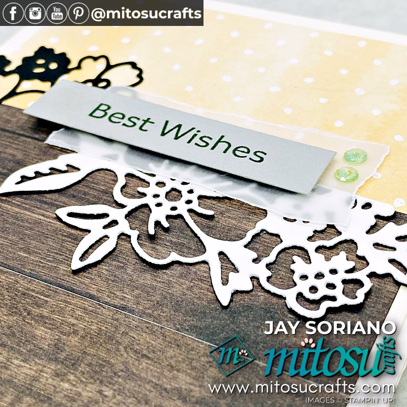 Hand-Penned Best Wishes Card Idea with Split Die Cut Technique from Mitosu Crafts UK by Barry Selwood & Jay Soriano Independent Stampin' Up! Demonstrators