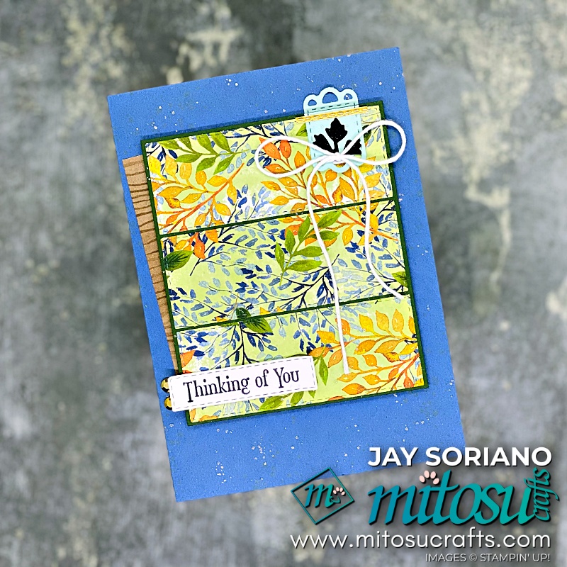 Handmade Card with Stitched Rectangle and Meadow Dies from Mitosu Crafts UK by Barry & Jay Soriano Stampin' Up! Demonstrators