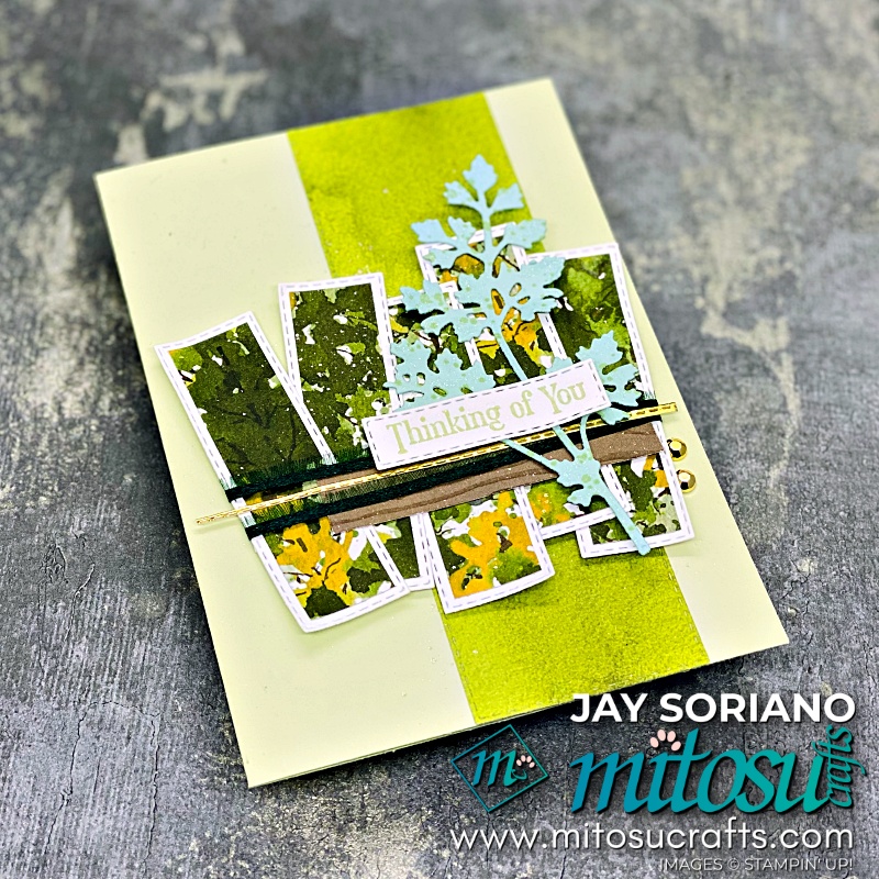 Handmade Card with Stitched Rectangle and Meadow Dies from Mitosu Crafts UK by Barry & Jay Soriano Stampin' Up! Demonstrators