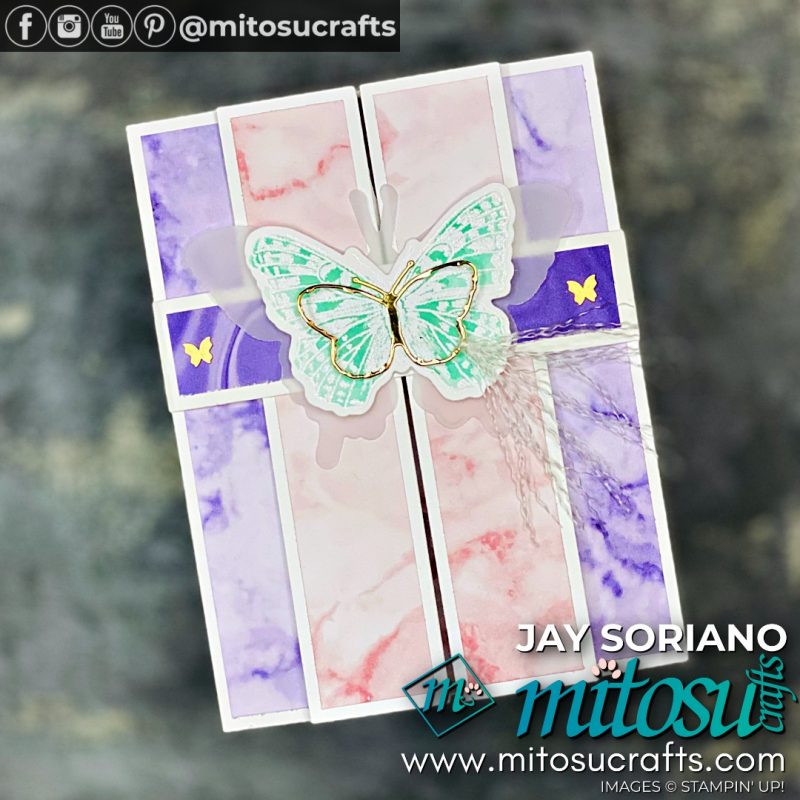 Handmade Double Gate Fun Fold Card with Butterflies using Simply Marbleous Butterfly Brilliance for Inspire & Create with Stampin' Up! from Mitosu Crafts by Barry Selwood & Jay Soriano Stampin' Up! Demonstrators UK France Germany Austria & The Netherlands