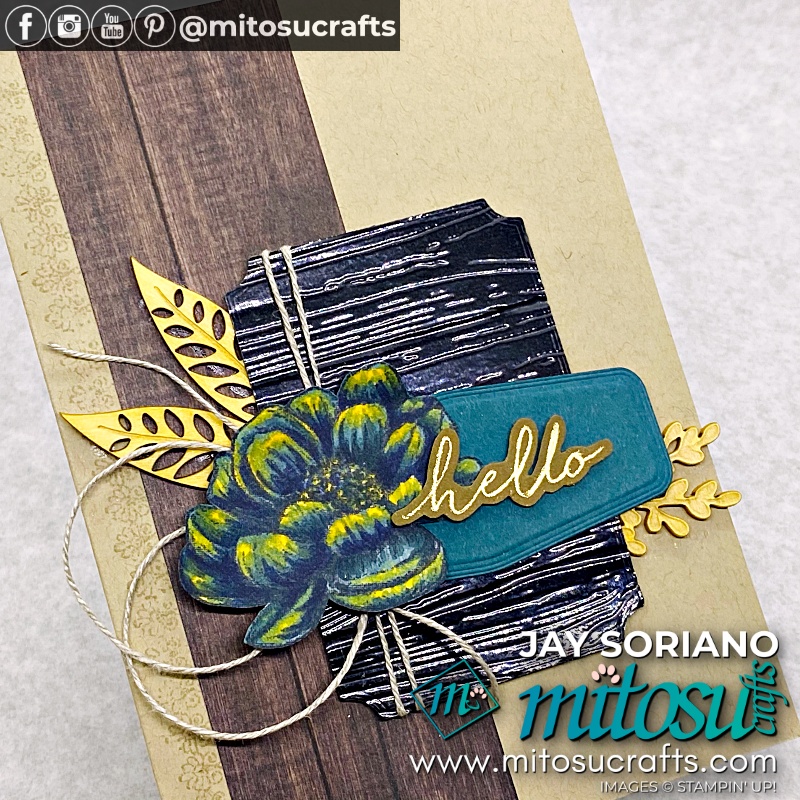 Tilted View of Handmade Masculine Card with Tasteful Touches for Stamp Review Crew from Mitosu Crafts UK by Barry Selwood & Jay Soriano Independent Stampin' Up! Demonstrators