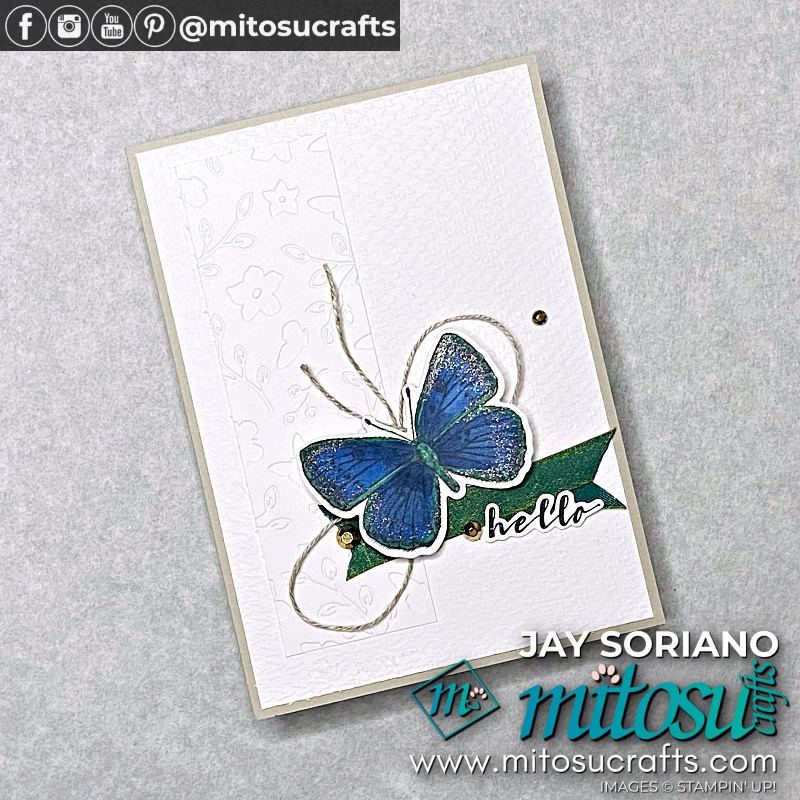 Butterfly Brilliance Hello Card from Mitosu Crafts UK by Barry Selwood & Jay Soriano Independent Stampin' Up! Demonstrators