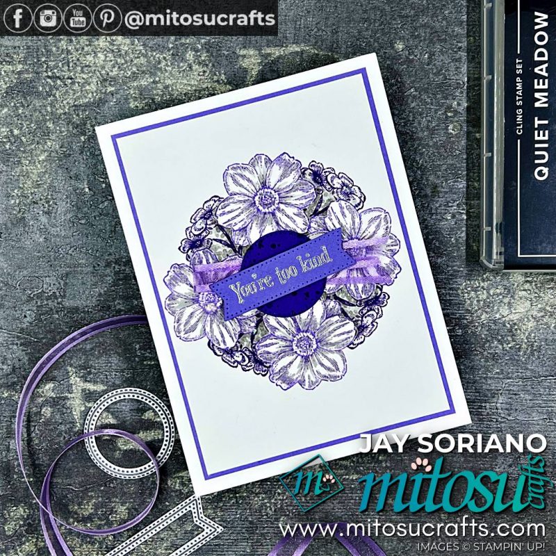 Jubilee Inspired Quiet Meadow Wreath Card Idea from Mitosu Crafts by Barry Selwood & Jay Soriano Stampin' Up! Demonstrators UK France Germany Austria The Netherlands