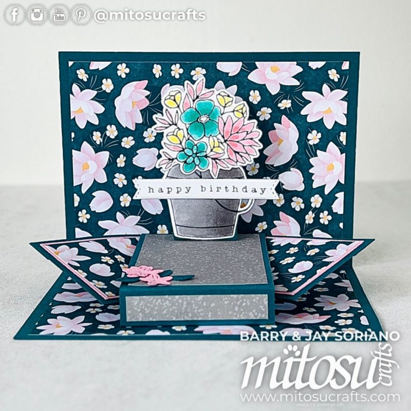 Lily Pond Lane Country Flowers Floral Hideaway Pop Up Card Idea Mitosu Crafts by Barry & Jay Soriano Stampin' Up! UK France Germany Austria Netherlands Belgium Ireland