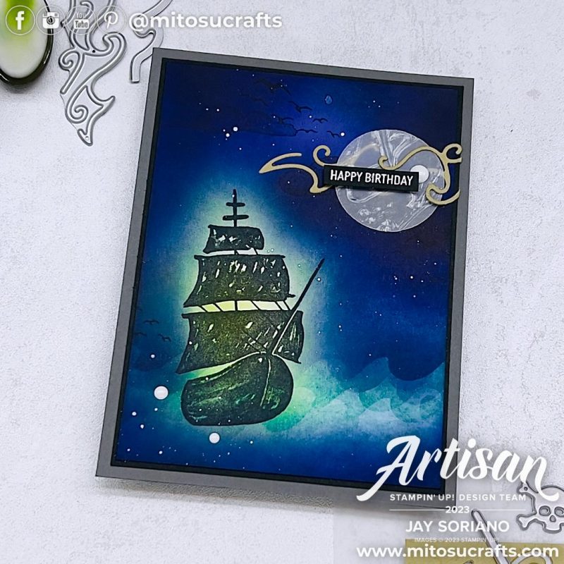 On The Ocean Card Idea with Pirate Ship from Mitosu Crafts by Barry & Jay Soriano Stampin Up UK France Germany Austria Netherlands Belgium Ireland