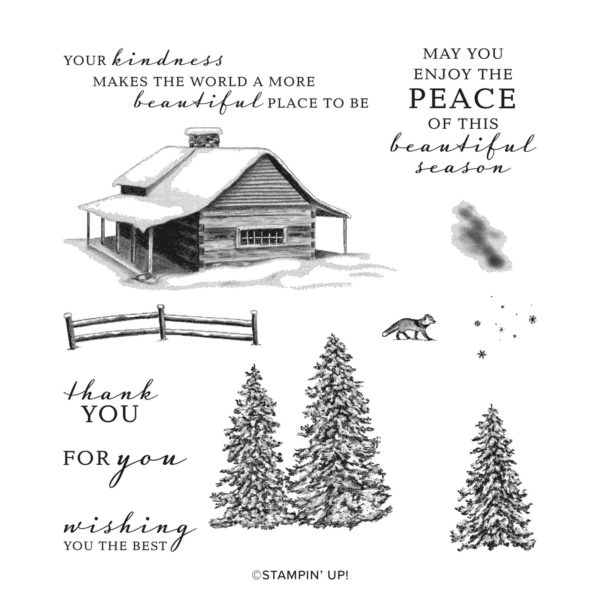 Peaceful Cabin Online Class Stamp Set from Mitosu Crafts UK by Barry & Jay Soriano Stampin Up Demo