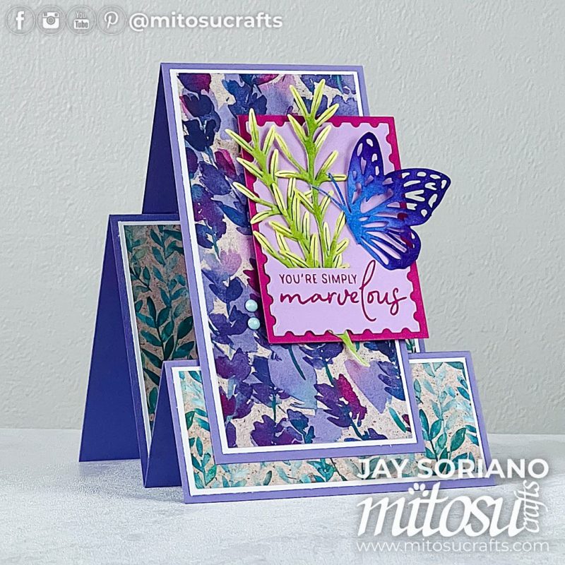 Perennial Painted Lavender Faux Stepper Fun Fold Card Idea Mitosu Crafts by Barry & Jay Soriano Stampin' Up! UK France Germany Austria Netherlands Belgium Ireland