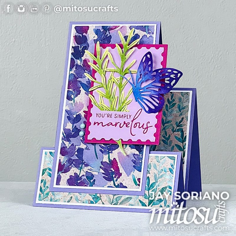 Perennial Painted Lavender Faux Stepper Fun Fold Card Idea Mitosu Crafts by Barry & Jay Soriano Stampin' Up! UK France Germany Austria Netherlands Belgium Ireland