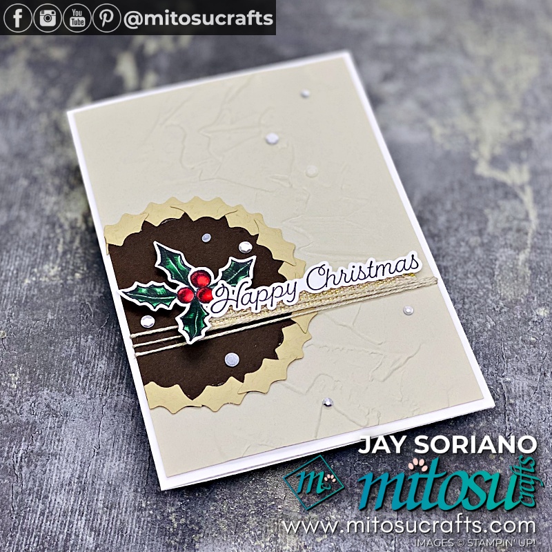 Mince Pie Card with Holly Border Punch from Mitosu Crafts UK by Barry & Jay Soriano Stampin' Up! Demonstrators