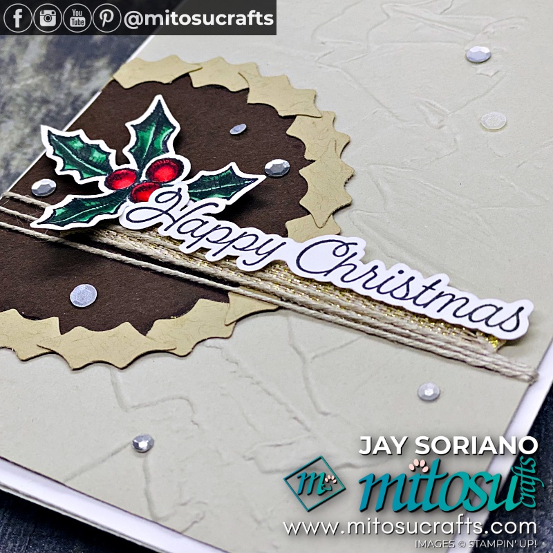 Mince Pie Card with Holly Border Punch from Mitosu Crafts UK by Barry & Jay Soriano Stampin' Up! Demonstrators