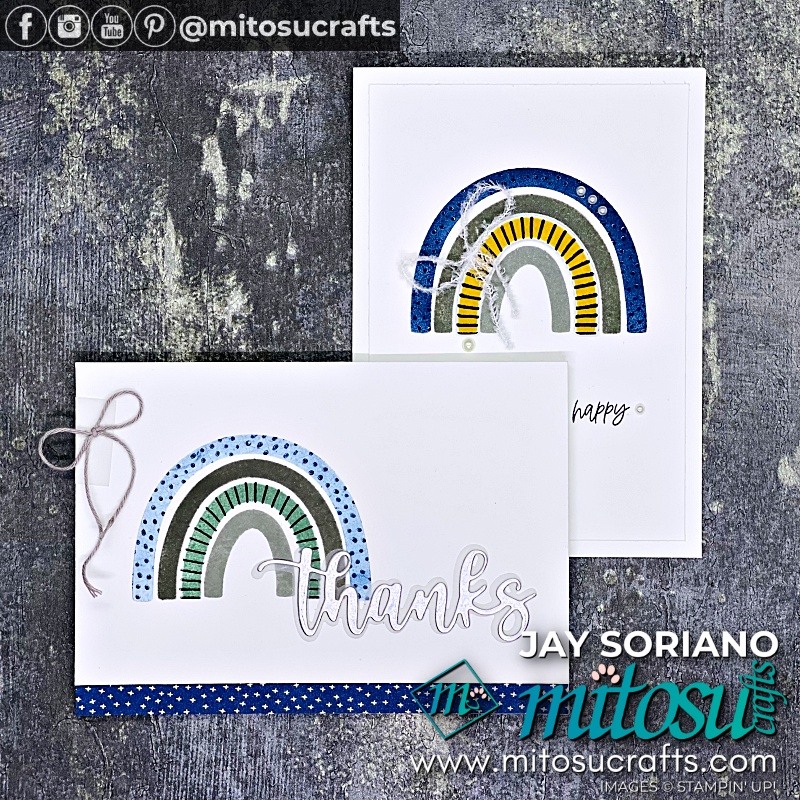 Rainbow of Happiness Cards for Guys from Mitosu Crafts UK by Barry & Jay Soriano Stampin' Up! Demonstrators