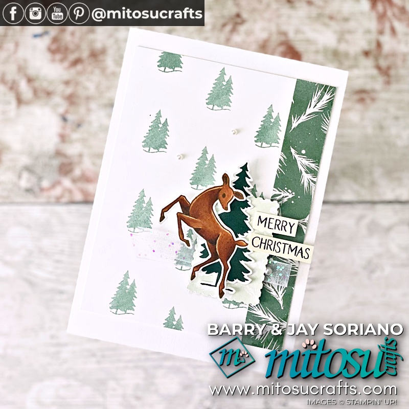 Repeat Stamping Trees and Reindeer Card with Dotted Grid Technique from Mitosu Crafts UK by Barry & Jay Soriano Stampin' Up! Demonstrators