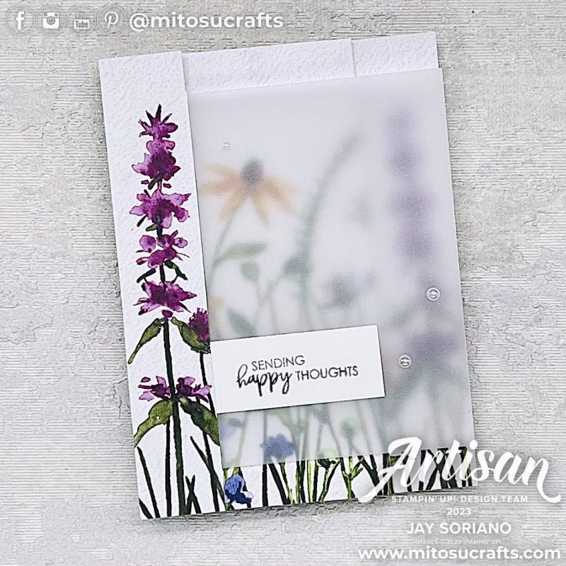 Sale-A-Bration SAB Beautifully Happy with Dainty Flowers DSP Card Idea from Mitosu Crafts by Barry & Jay Soriano Stampin Up UK France Germany Austria Netherlands Belgium Ireland