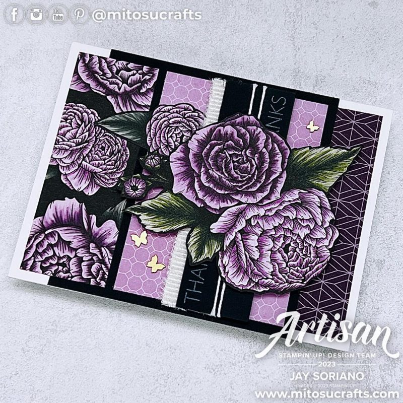 Sale-A-Bration SAB FREE Favored Flowers DSP Card Idea from Mitosu Crafts by Barry & Jay Soriano Stampin Up UK France Germany Austria Netherlands Belgium Ireland