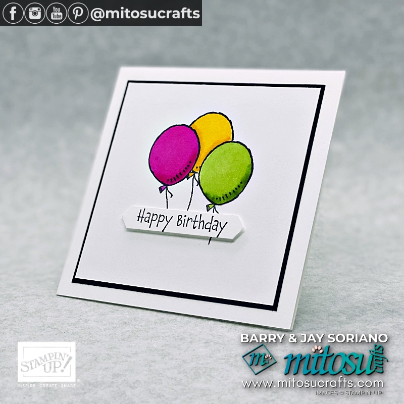 Create two simple cards using the masking technique & Hey Birthday Chick stamp set and our step by step video tutorial & Barry & Jay from Mitosu Crafts UK