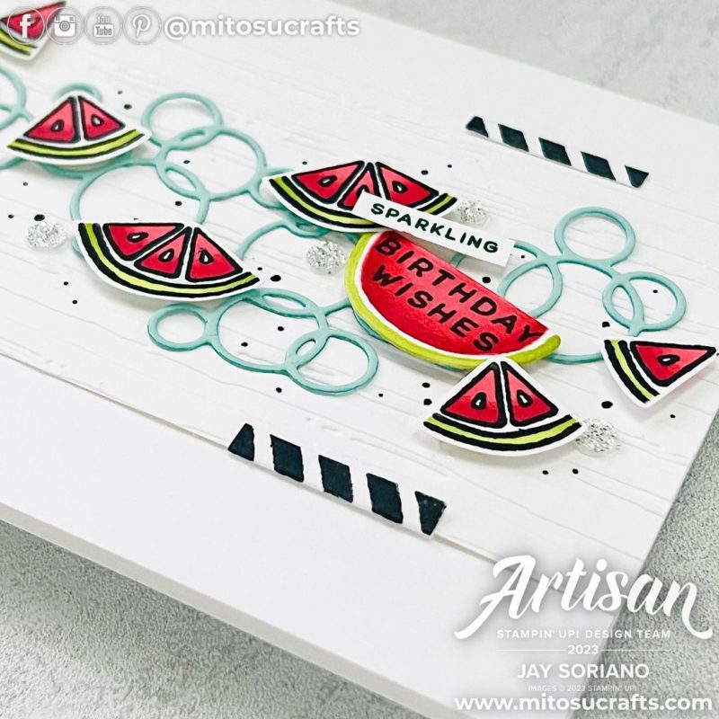 Simply Sparkling Watermelon Card Idea from Mitosu Crafts by Barry & Jay Soriano Stampin' Up! UK France Germany Austria Netherlands Belgium Ireland