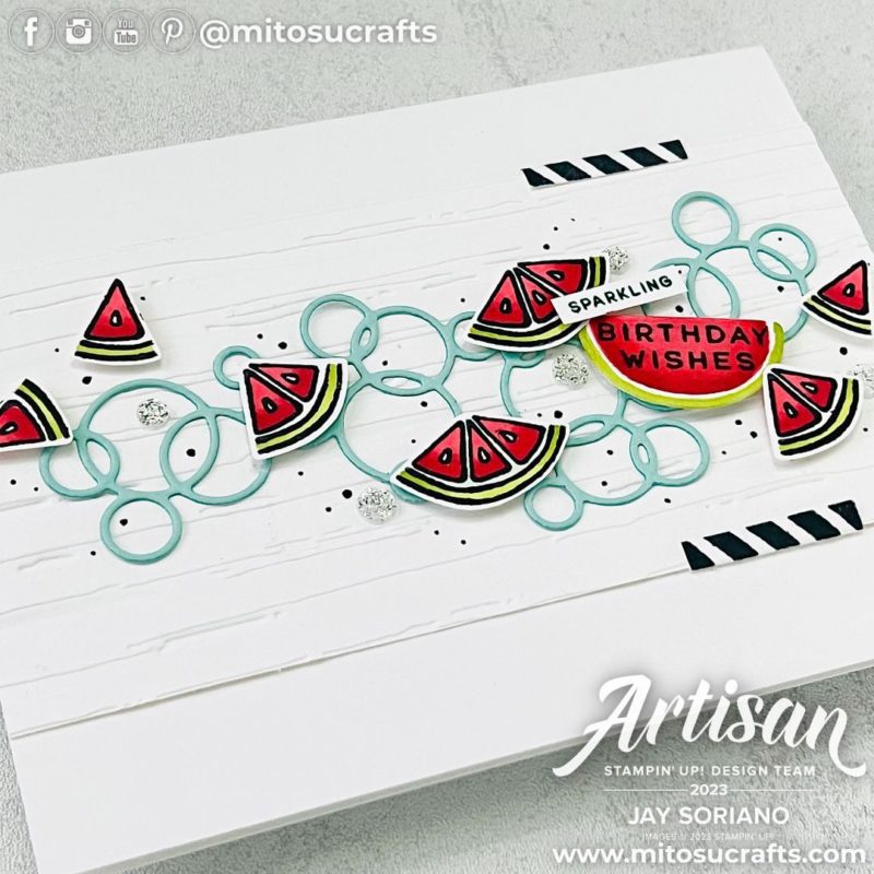 Simply Sparkling Watermelon Card Idea from Mitosu Crafts by Barry & Jay Soriano Stampin' Up! UK France Germany Austria Netherlands Belgium Ireland