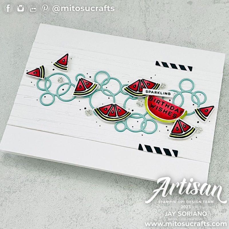 Simply Sparkling Watermelon Card Idea from Mitosu Crafts by Barry & Jay Soriano Stampin' Up! UK France Germany Austria Netherlands Belgium Ireland