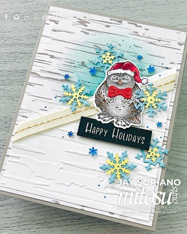 Snowflake Christmas Friends Owl Card Making Idea Mitosu Crafts by Barry & Jay Soriano Stampin' Up! UK France Germany Austria Netherlands Belgium Ireland