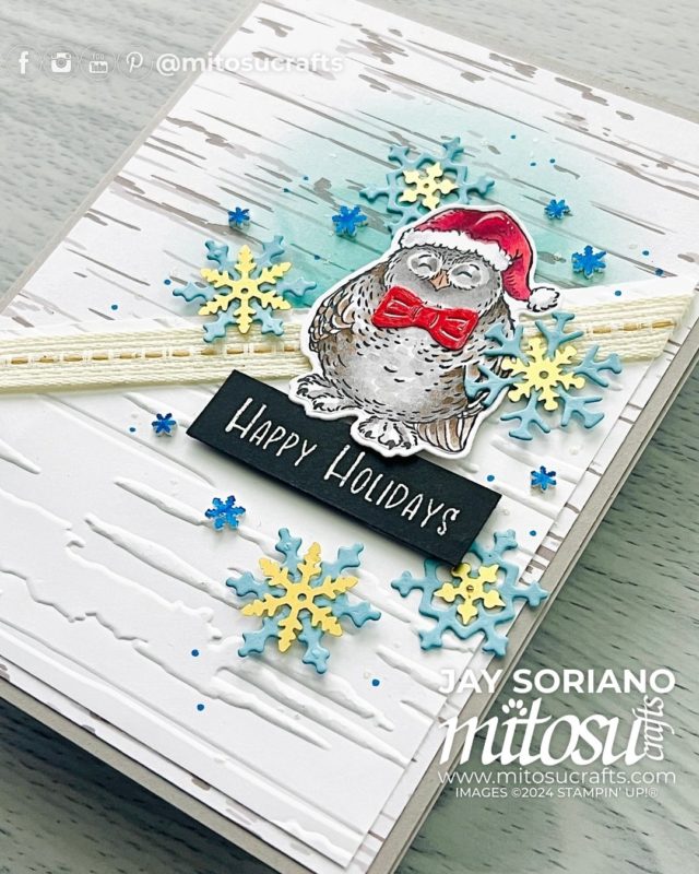 Snowflake Christmas Friends Owl Card Making Idea Mitosu Crafts by Barry & Jay Soriano Stampin' Up! UK France Germany Austria Netherlands Belgium Ireland