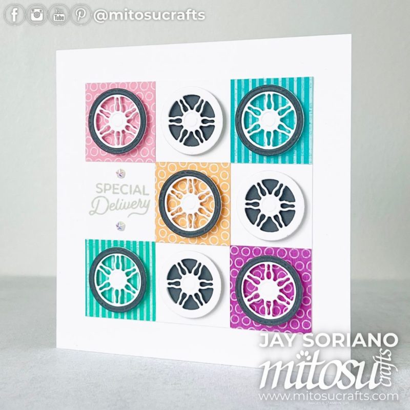 Special Delivery Legendary Wheels In Color DSP Card Idea Mitosu Crafts by Barry & Jay Soriano Stampin' Up! UK France Germany Austria Netherlands Belgium Ireland