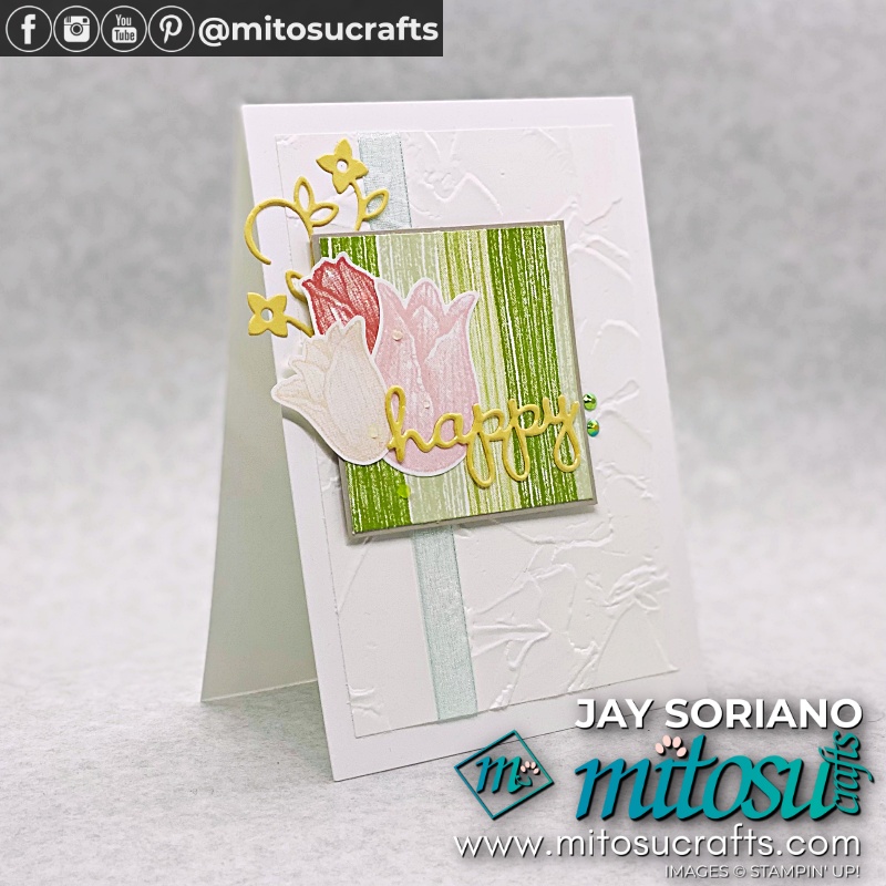 Happy Spring Fling Cards with Repeat Stamping Timeless Tulips by Stampin Up from Mitosu Crafts UK by Barry Selwood & Jay Soriano Independent Stampin' Up! Demonstrators