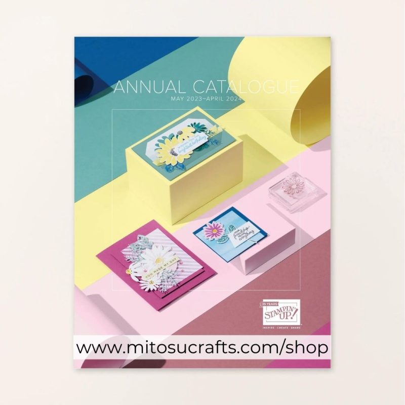 Stampin' Up! Annual Catalogue 2023-2024 Cover from Mitosu Crafts by Barry & Jay Soriano UK France Germany Austria The Netherlands Belgium Ireland Demonstrator