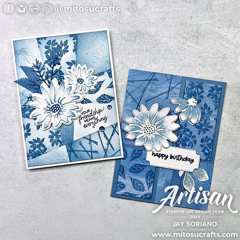 Stampin' Up! Cheerful Daisies Card Ideas in Boho Blue In Color from Mitosu Crafts by Barry & Jay Soriano Stampin Up UK France Germany Austria Netherlands Belgium Ireland