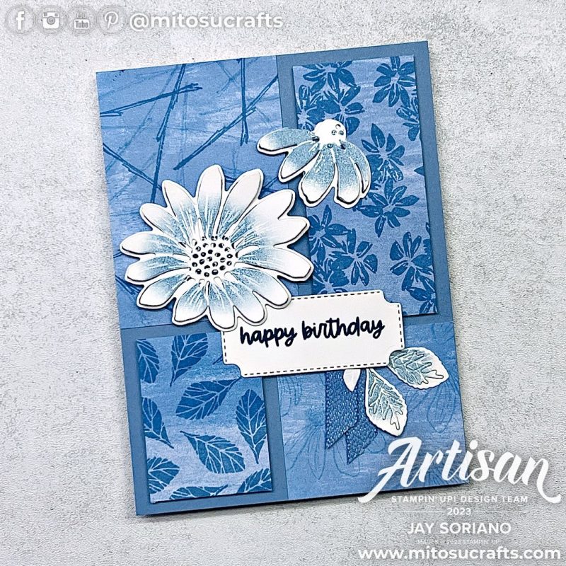 Stampin' Up! Cheerful Daisies Card Idea in Boho Blue In Color from Mitosu Crafts by Barry & Jay Soriano Stampin Up UK France Germany Austria Netherlands Belgium Ireland