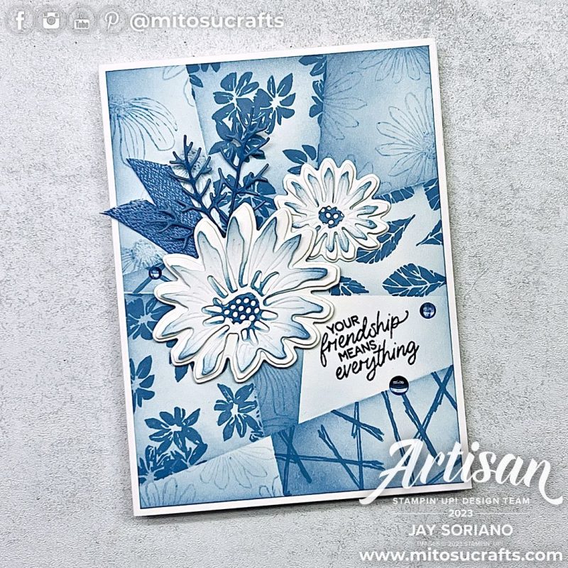 Stampin' Up! Cheerful Daisies Card Idea in Boho Blue In Color from Mitosu Crafts by Barry & Jay Soriano Stampin Up UK France Germany Austria Netherlands Belgium Ireland