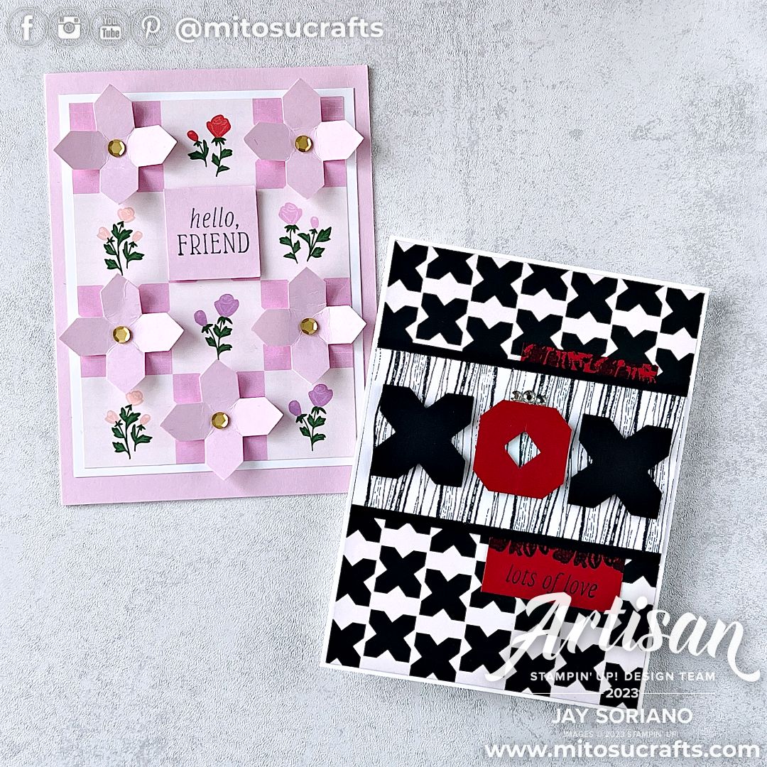 Two Easy Cards with Stampin’ Up! Inked & Tiled Punch – Mitosu Crafts