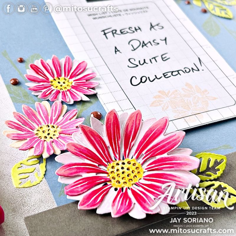 Stampin' Up! Fresh As A Daisy Handmade Card Wall Hanging Home Decor Idea with Cheerful Daisies from Mitosu Crafts by Barry & Jay Soriano Stampin Up UK France Germany Austria Netherlands Belgium Ireland