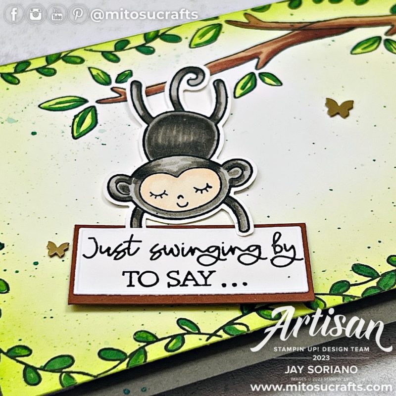 Stampin' Up! Little Monkey Interactive Fun Swing Card Idea from Mitosu Crafts by Jay Soriano Stampin Up UK France Germany Austria Netherlands Belgium Ireland