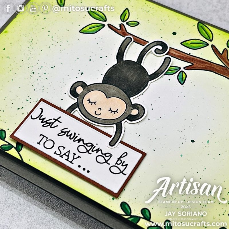 Stampin' Up! Little Monkey Interactive Fun Swing Card Idea from Mitosu Crafts by Jay Soriano Stampin Up UK France Germany Austria Netherlands Belgium Ireland