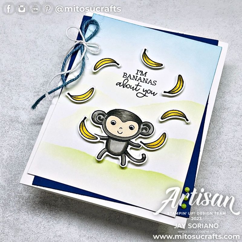 Stampin' Up! Little Monkey Juggling Bananas Card Idea for Casually Crafting blog hop from Mitosu Crafts by Barry & Jay Soriano Stampin Up UK France Germany Austria Netherlands Belgium Ireland